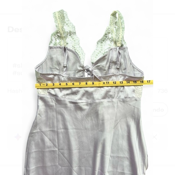 NWOT Free people intimately Elegant Lace Trim Satin Nightgown Slit maxi dress - Picture 10 of 11